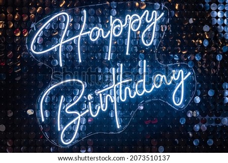 Happy Birthday neon sign the banner, shining light signboard collection. 