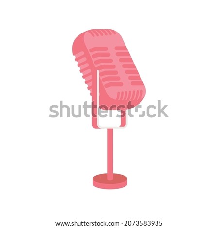 Singer star flat composition with isolated image of pink microphone vector illustration