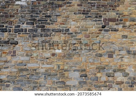 Yellow brown brick background, Abstract geometric pattern texture, Old Classic vintage style outdoor building wall, Can be used as background for display or montage your products.