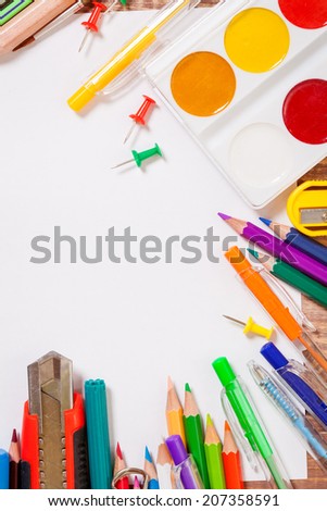 stationery objects on white background