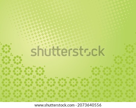 Glossy green corporate presentation vector background with polka dots and floral pattern.