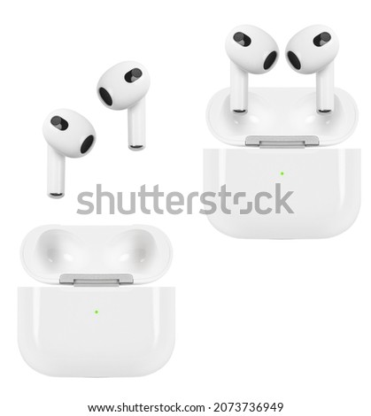 White wireless headphones on white background Royalty-Free Stock Photo #2073736949