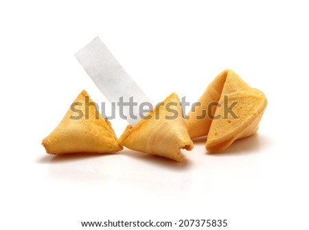 Opened blank fortune cookie with unopened one behind