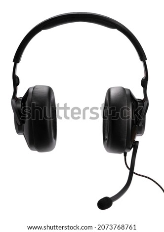 Black Gaming headset isolated on white background With clipping path, Computer headphones with microphone E sport Game device.