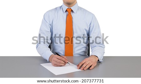 Businessman and contract signing. Isolated on the white background. 