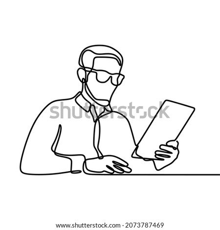 man business hold paper oneline continuous single line art