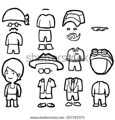 vector set of boy and suits