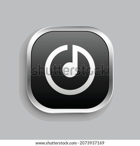 disc line icon design. Glossy Button style rounded rectangle isolated on gray background. Vector illustration