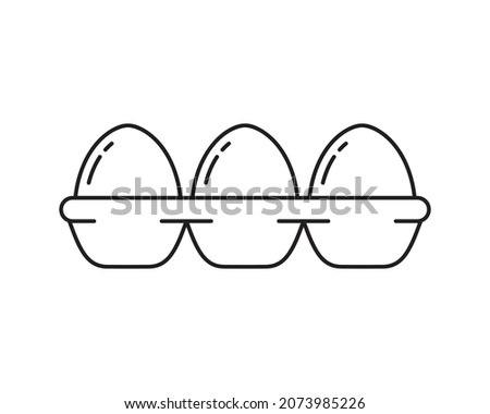 Egg tray linear icon. Outline simple vector of container or box for storing fresh chicken eggs. Contour isolated pictogram on white background