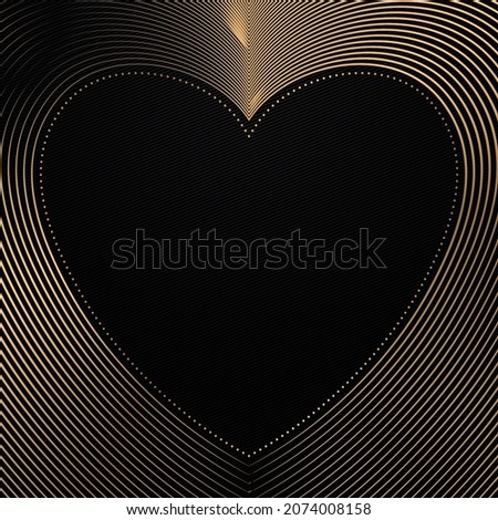 Golden line heart pattern frame. Happy valentines day. Vector illustration.