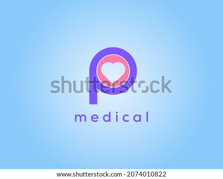 P Letter Medical Logo with heart sign