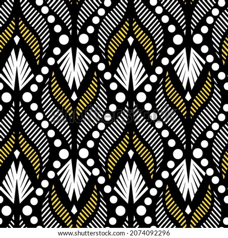 Abstract Hand Drawing Baroque Ethnic Oriental Geometric Leaves Dots Seamless Vector Pattern Isolated Background