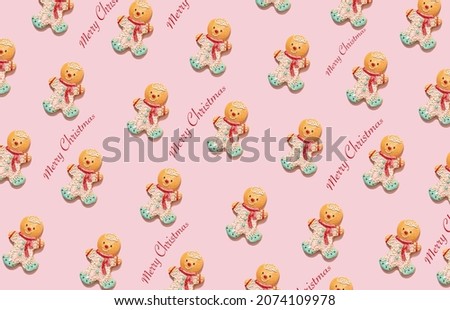 Gingerbread man christmas seamless pattern. New year concept.Festive background.