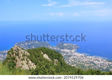 Aerial View from epomeo to Lacco Ameno, Ischia Island in Italy