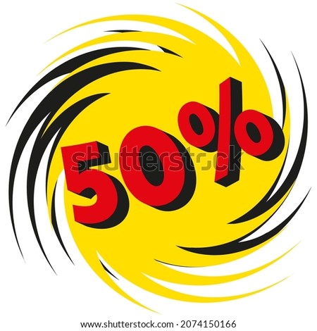 Sale poster with 50 percent discount. Holiday sale event.
