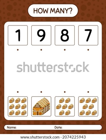 How many counting game with gingerbread cookie. worksheet for preschool kids, kids activity sheet