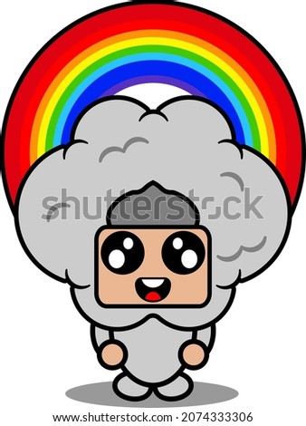 vector cartoon character mascot costume weather conditions cute cloud with rainbow