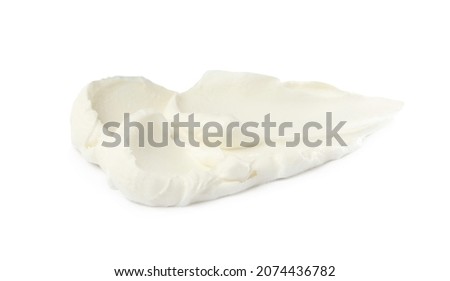 Smear of delicious cream cheese isolated on white Royalty-Free Stock Photo #2074436782