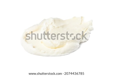 Smear of delicious cream cheese isolated on white Royalty-Free Stock Photo #2074436785