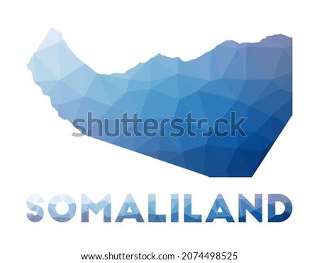 Low poly map of Somaliland. Geometric illustration of the country. Somaliland polygonal map. Technology, internet, network concept. Vector illustration.