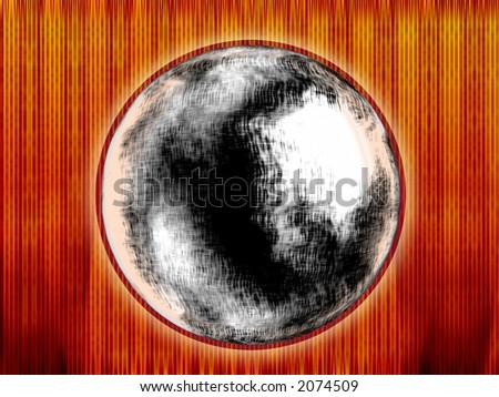 Silver Sphere on Orange - High Resolution Illustration.