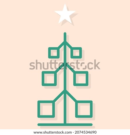 Christmas tree with decorations star flat icon for apps and websites. Vector happy new year party decorations