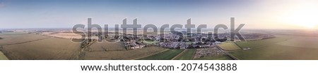 panoramic sunset image over farmland near the village of feltwell in norfolk england