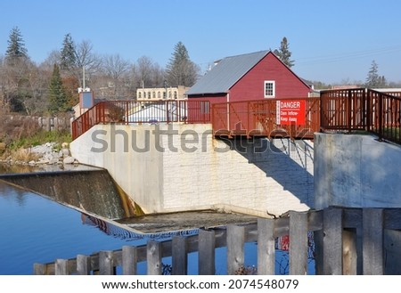 Bridge over Baxter dam in Millbrook, Ontario, Canada