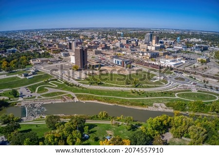 Aerial View of Fargo, North Dakota in early Autumn Royalty-Free Stock Photo #2074557910