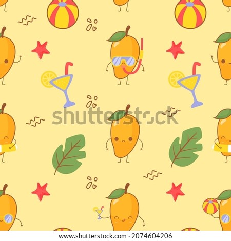 summer mango cute cartoon character pattern