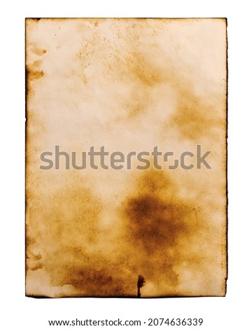 Blank old burnt page isolated on the white background