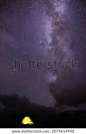 Camping under milky way on the mountains