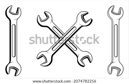 Spanner Wrench Icon, Mechanical Hand Tool Icon Vector Art Illustration