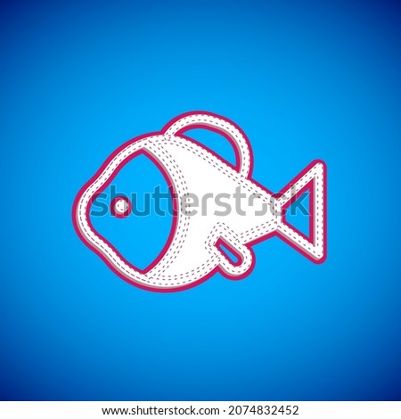 White Fish icon isolated on blue background.  Vector