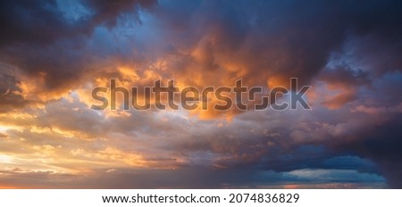 Attractive colorful sunset with cloudy sky in rural area. Location place of Ukraine, Europe. Scenic image of textured sky. Perfect summertime wallpaper. Bright epic sky. Discover the beauty of earth. Royalty-Free Stock Photo #2074836829
