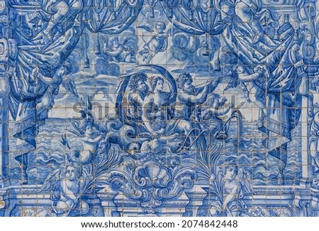 Ceramic Azulejos in Porto cathedral in Portugal