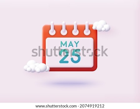 Calendar icon with check sign. 3D Web Vector Illustrations. Royalty-Free Stock Photo #2074919212