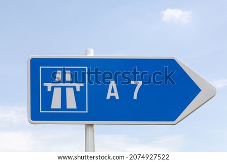 A7 french motorway sign in France Royalty-Free Stock Photo #2074927522