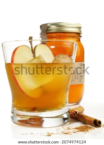 Apple Cinnamon Cocktail on white Background - Isolated.