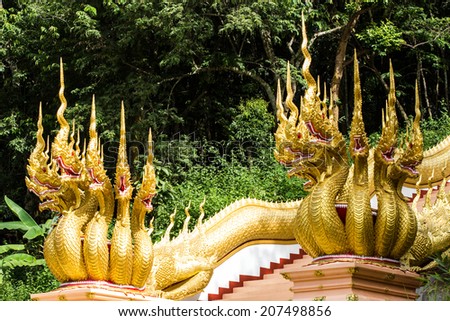 Thai dragon or king of Naga statue with seven heads 