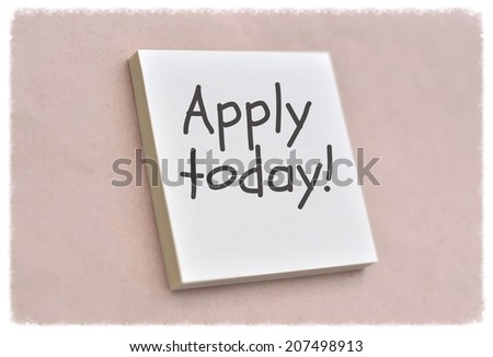 Text apply today on the short note texture background