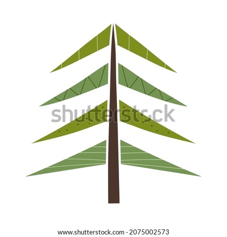 Stylized christmas tree with pattern. Abstract christmas tree for decoration design. Vector illustration isolated on white background.