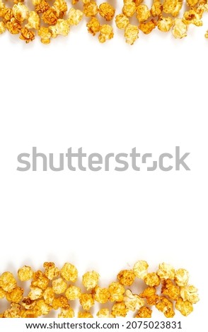 caramelized popcorn isolated on white background
