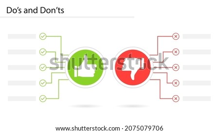 Do's and Don'ts slide template. Clipart image Royalty-Free Stock Photo #2075079706