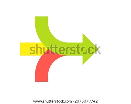 Three arrow merging icon. Clipart image isolated on white background