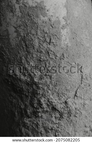 Photos on a pattern and line that were scattered on the concrete's wall surfaces. The photos are taken in black and white.