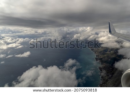 genoa aerial view before landing on cloudy day panorama