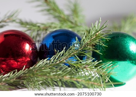 Christmas shopping decoration with fir branches on a light background