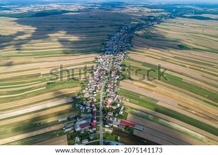 Village, amazing in Poland from a bird's eye view from a drone. Sułoszowa - the longest village from the drone.