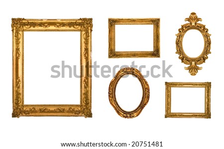 Vintage gold ornate frames, some chipped and rusty, similar available in my portfolio